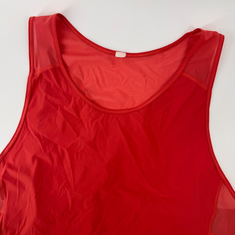 Lululemon Sculpt Tank Top Women 10 Red Mesh Back Sleeveless Athletic Running